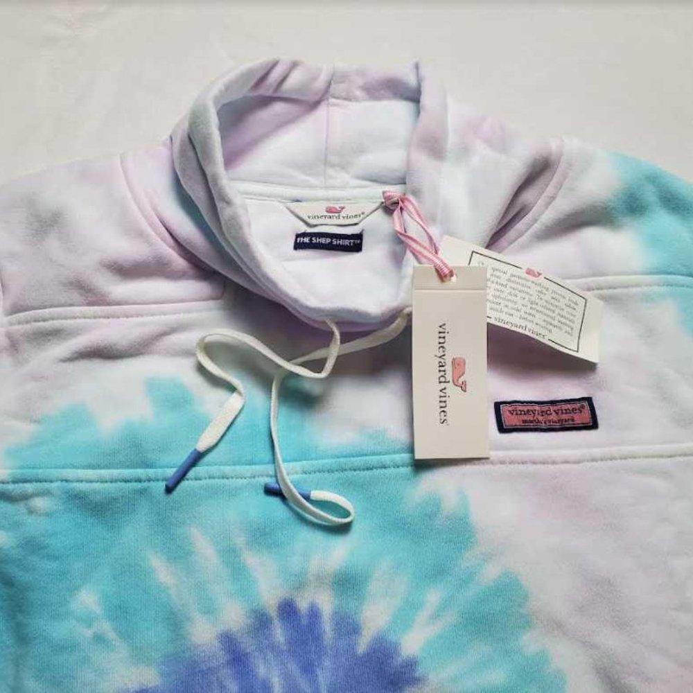 New women's M Vineyard Vines tie dye funnel neck shep shirt sweater - Picture 2 of 8